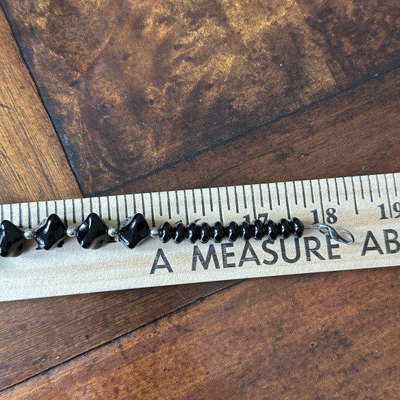 Vintage Artisan Beaded Necklace 18 Inch Black Onyx Art Glass 925 Sterling 60.8g - Picture 13 of 13